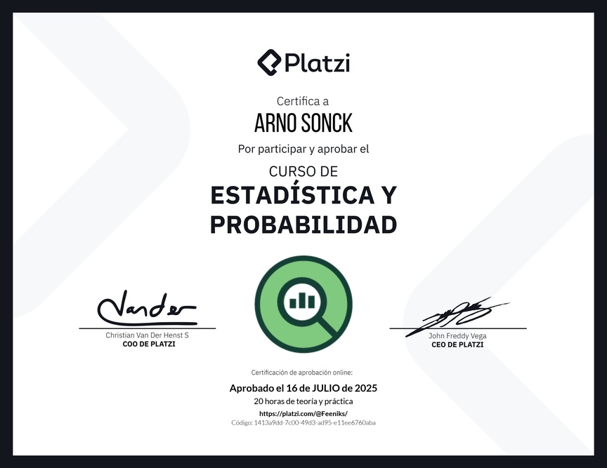 Diploma del Curso de Estadística y Probabilidad