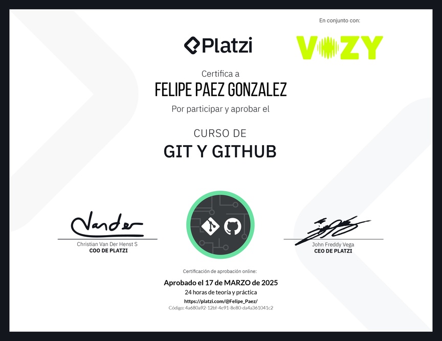 Diploma del Curso de Git y GitHub