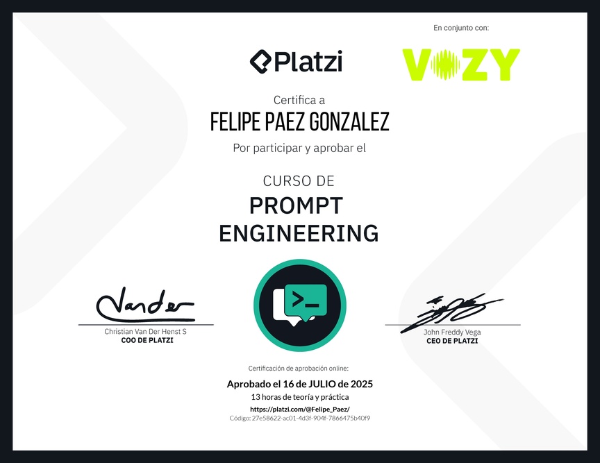 Diploma del Curso de Prompt Engineering