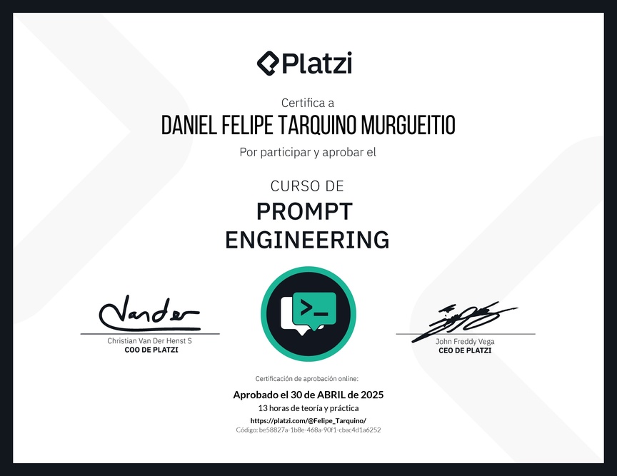 Diploma del Curso de Prompt Engineering