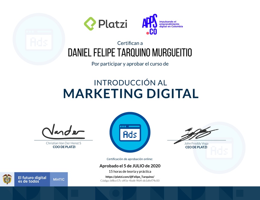 Diploma de Introducción al Marketing Digital