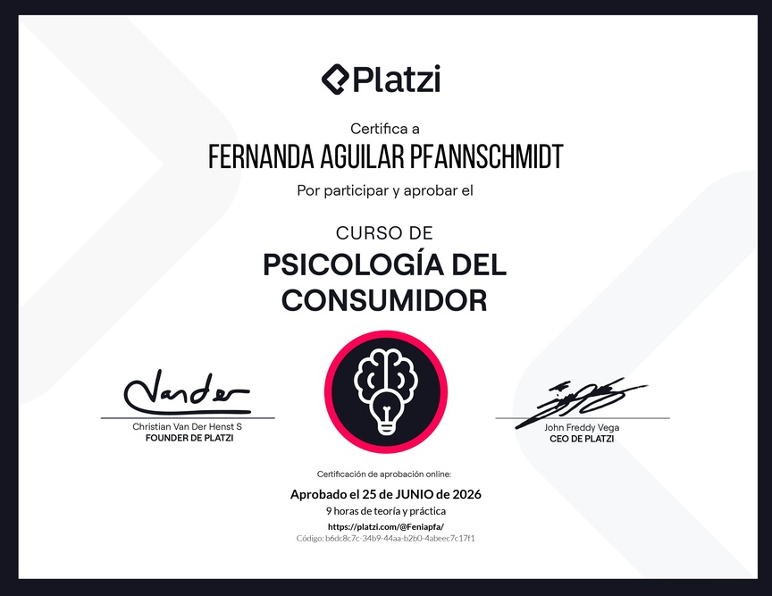 Diploma del Curso de Psicología del Consumidor