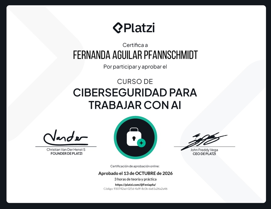 Diploma del Curso de Ciberseguridad para Trabajar con AI