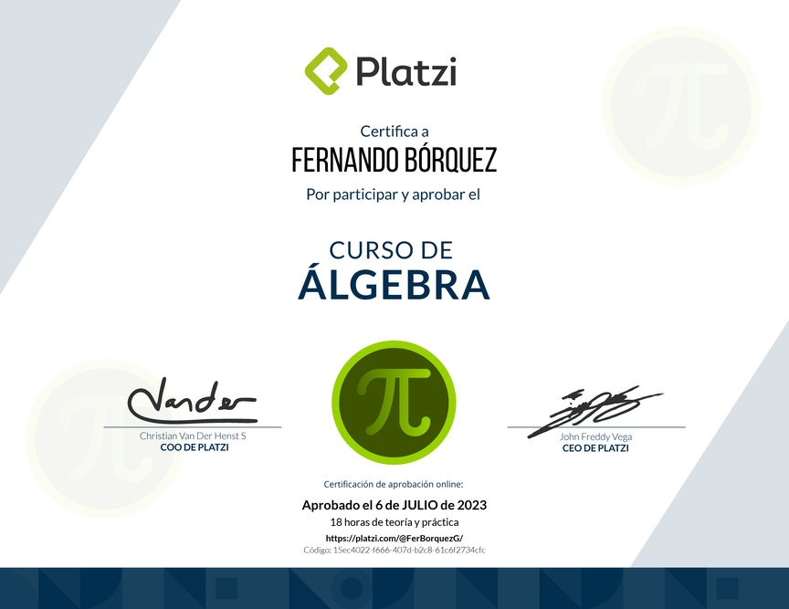 Diploma del Curso de Álgebra
