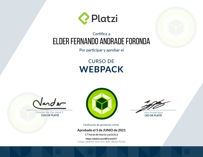 Diploma del Curso de Webpack