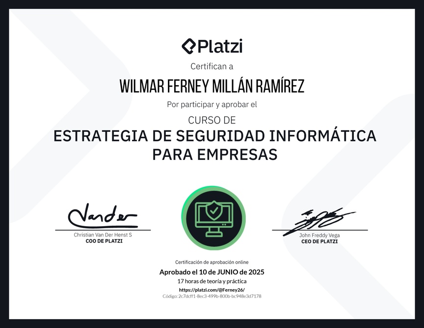 Diploma del Curso de Estrategia de Seguridad Informática para Empresas