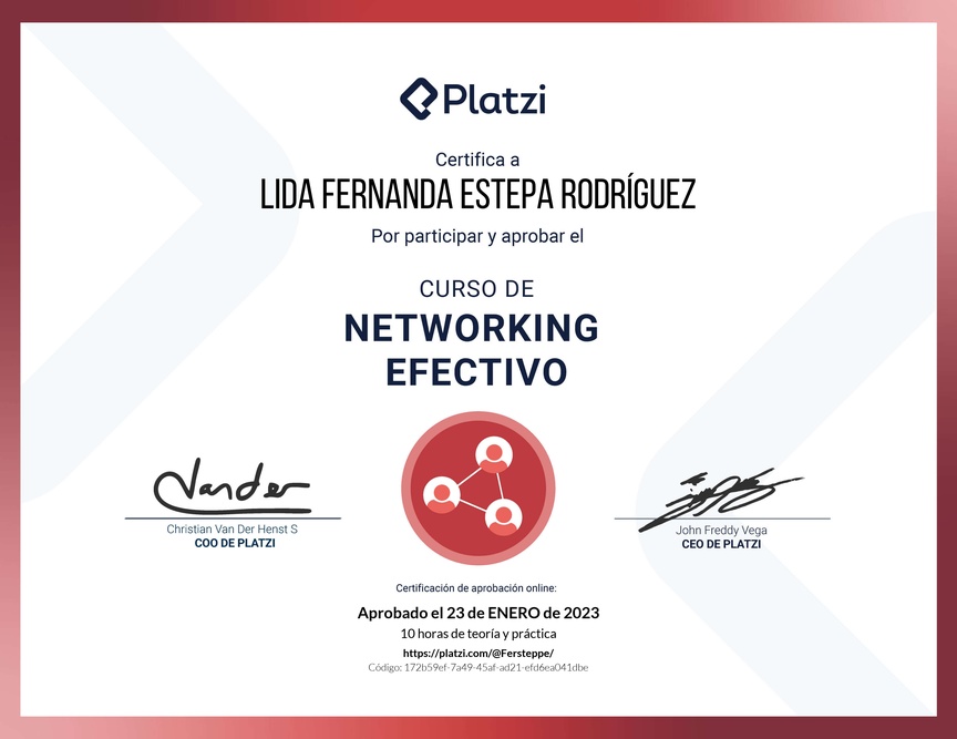 Diploma del Curso de Networking para Construir tu Red de Contactos