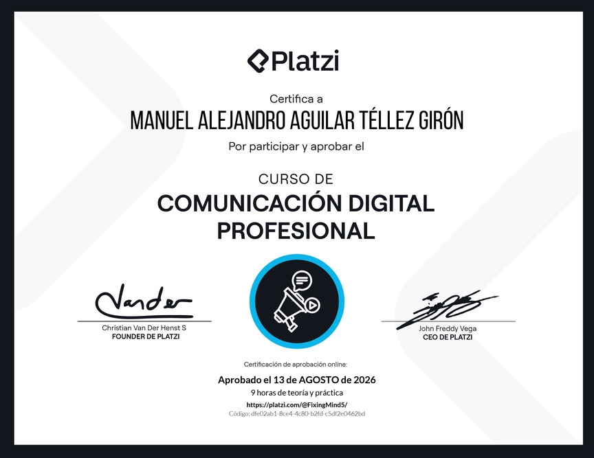 Diploma del Curso de Comunicación Digital Profesional
