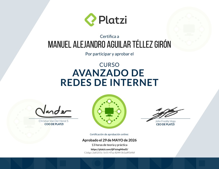 Diploma del Curso de Redes de Internet - Profesional