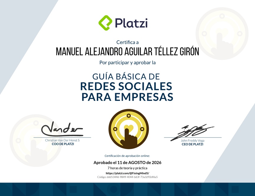 Diploma de Guía Básica de Redes Sociales para Empresas