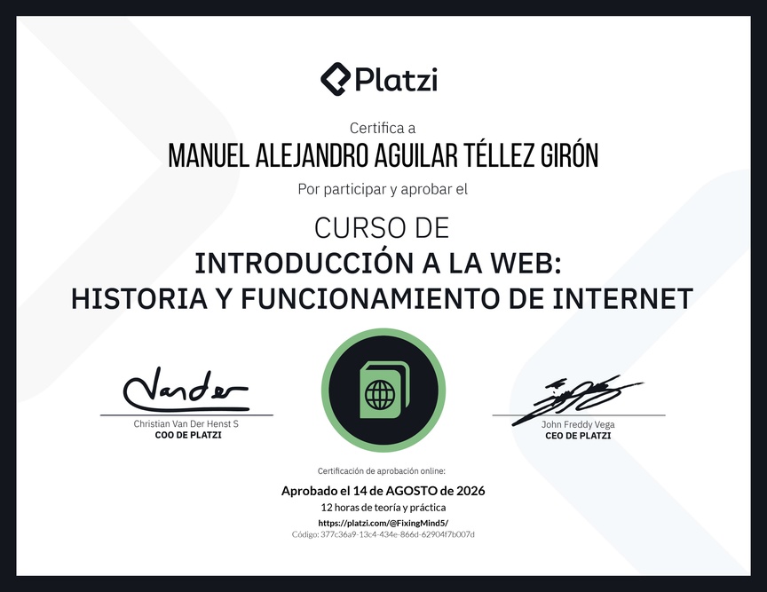 Diploma del Curso de Introducción a la Web: Historia y Funcionamiento de Internet