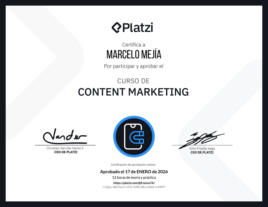 Diploma del Curso de Content Marketing
