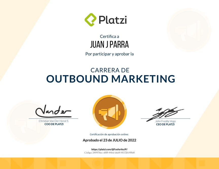Diploma de la Ruta de Aprendizaje de Outbound Marketing