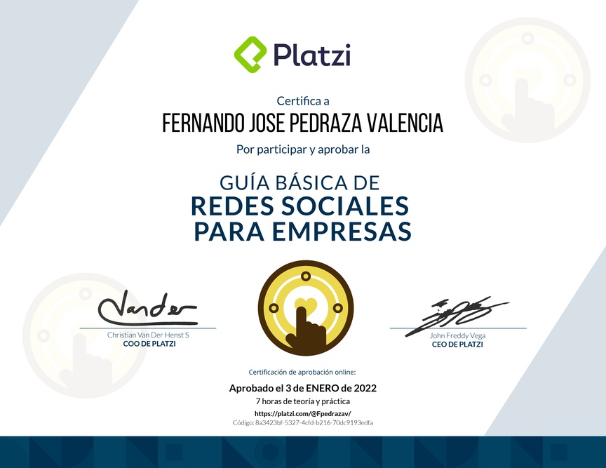 Diploma de Guía Básica de Redes Sociales para Empresas
