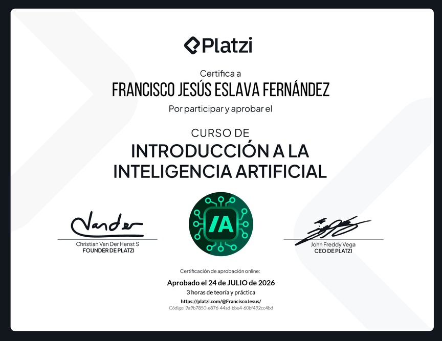 Diploma del Curso de Introducción a la Inteligencia Artificial