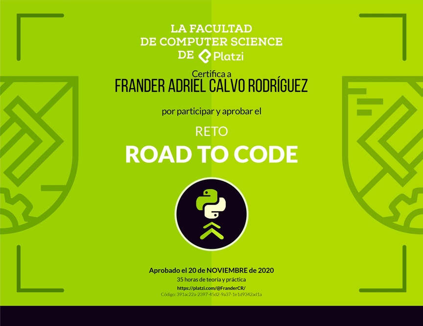 Diploma de Reto Road to Code