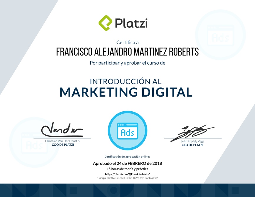 Diploma de Introducción al Marketing Digital-2017