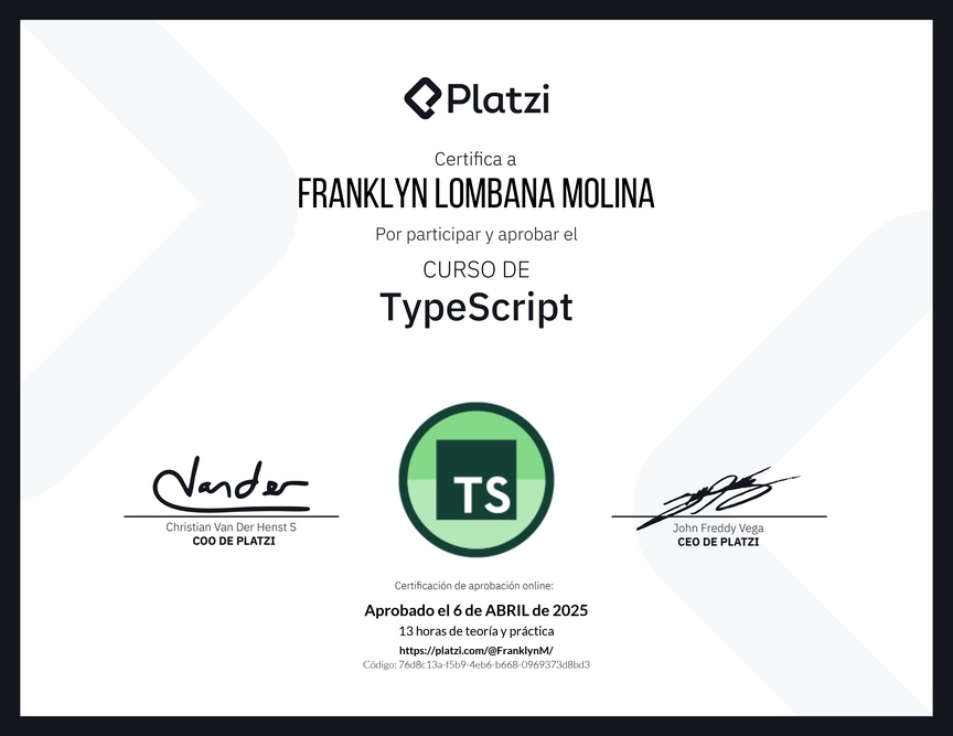Diploma del Curso de TypeScript