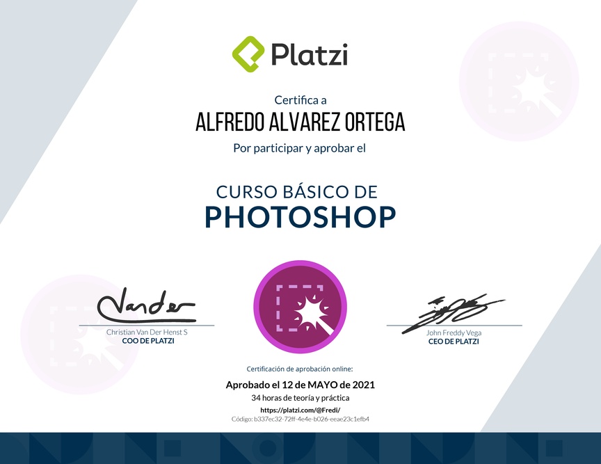 Diploma del Curso Básico de Photoshop