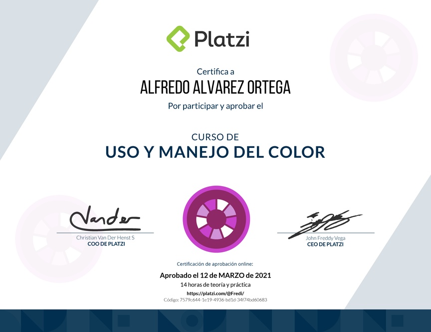 Diploma del Curso de Uso y Manejo del Color