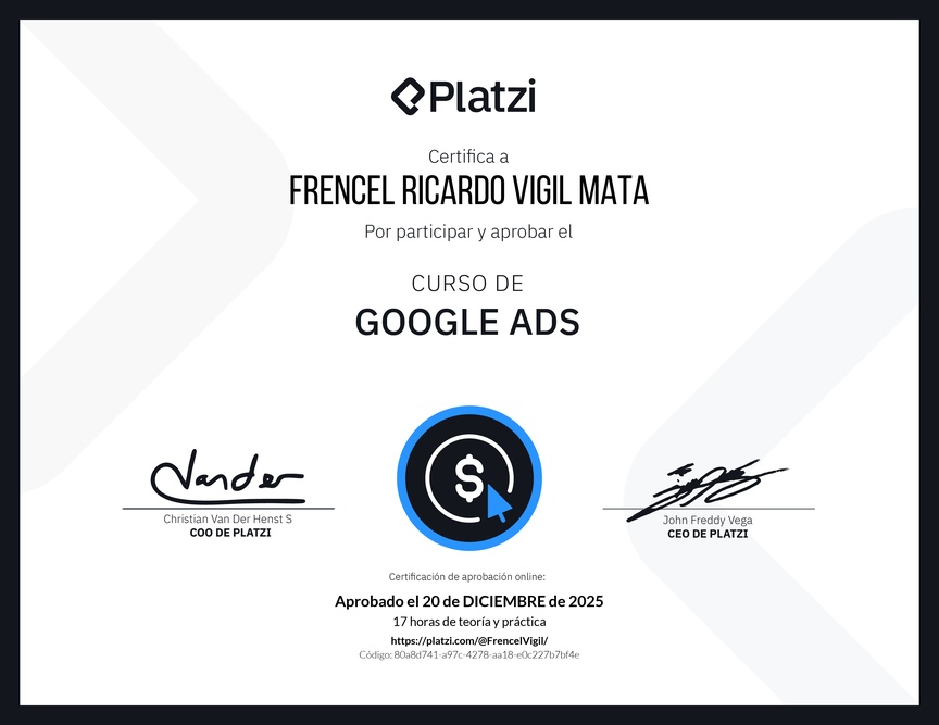 Diploma del Curso de Google Ads