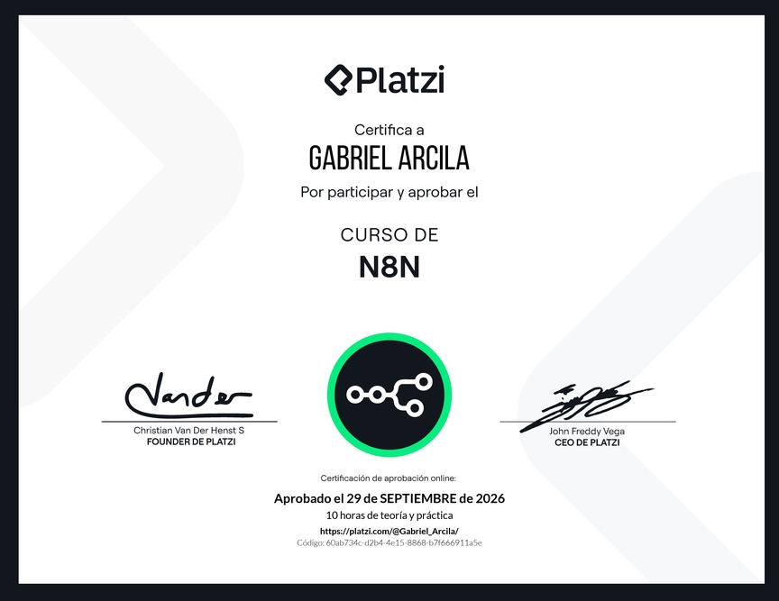 Diploma del Curso de Automatizaciones con n8n