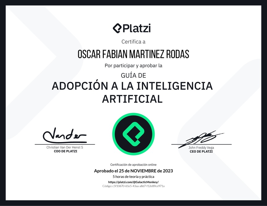 Diploma de Guía de Adopción a la Inteligencia Artificial 2023