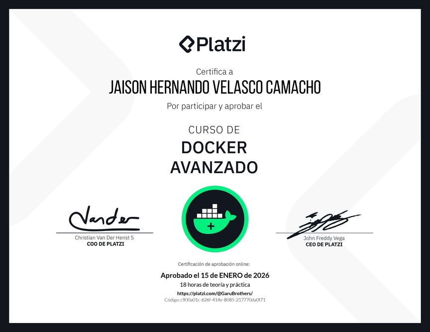 Diploma del Curso de Docker Avanzado