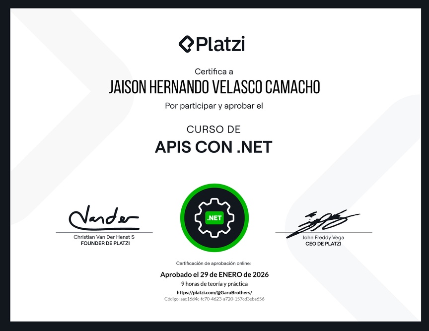 Diploma del Curso de APIs con .NET