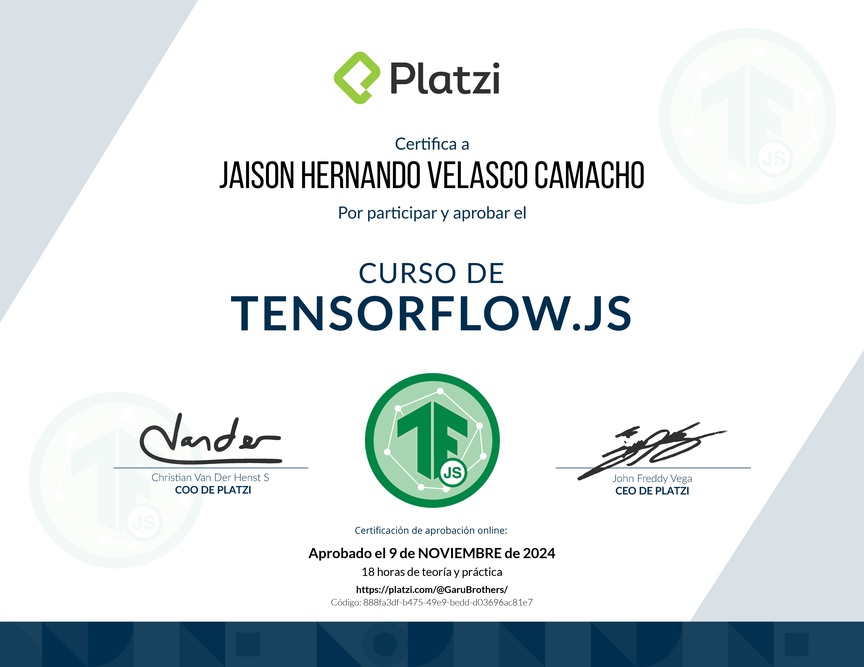 Diploma del Curso de TensorFlow.js