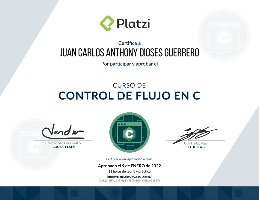 Diploma del Curso de Control de Flujo en C