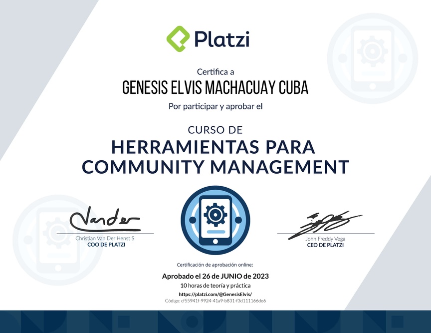 Diploma del Curso de Herramientas para Community Management