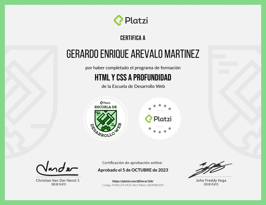 Diploma de la Ruta de Aprendizaje de HTML y CSS desde cero