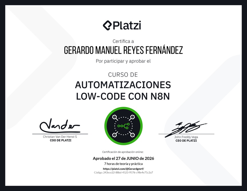Diploma del Curso de Automatizaciones con n8n