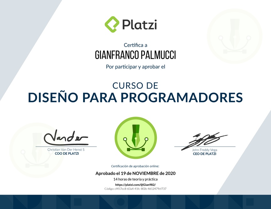 Diploma del Curso de Diseño para Developers