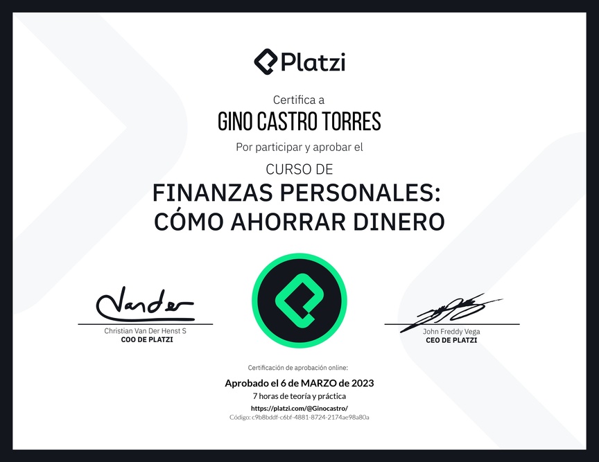 Diploma del Curso de Estrategias de Ahorro y Planificación Financiera