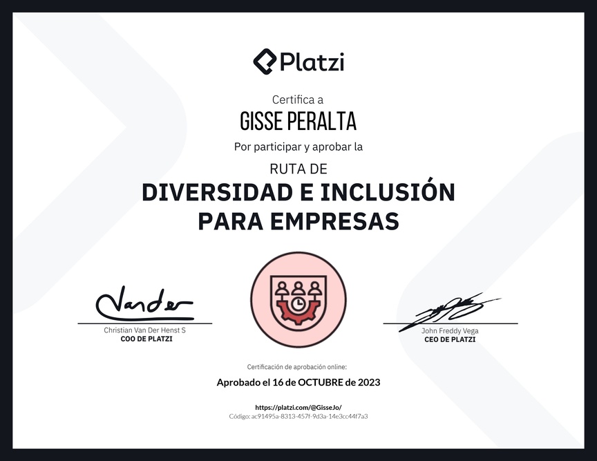 Diploma de la Ruta de Aprendizaje de Diversidad e inclusión para empresas