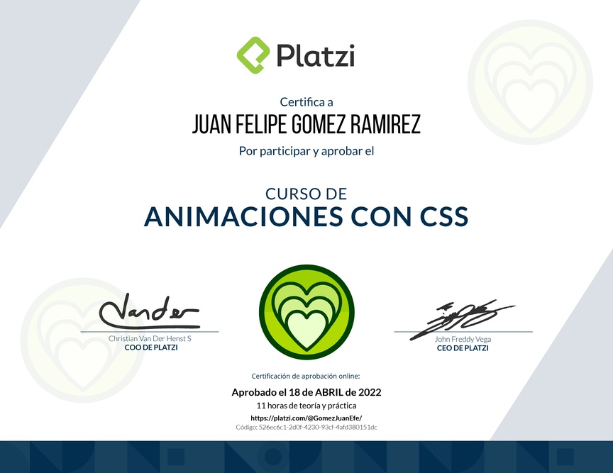 Diploma del Curso de Animaciones con CSS