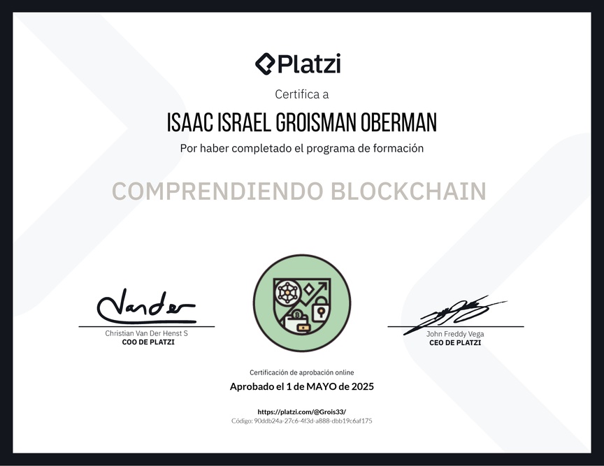 Diploma de la Ruta de Aprendizaje de Fundamentos de Bitcoin, Blockchain y la Web3