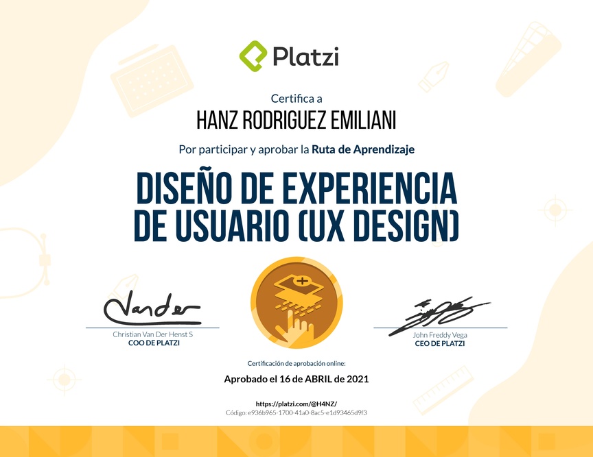 Diploma de la Ruta de Aprendizaje de Diseño de Experiencia de Usuario (UX Design)