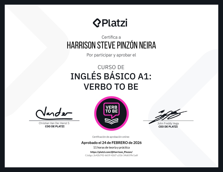 Diploma del Curso de Inglés Básico A1: Verbo To Be
