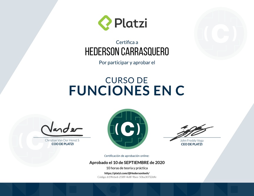 Diploma del Curso de Funciones en C