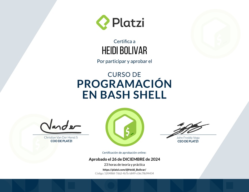Diploma del Curso de Programación en Bash Shell