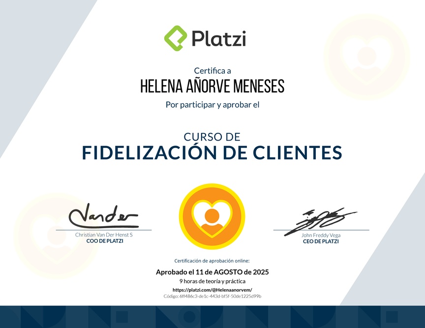 Diploma del Curso de Fidelización de Clientes