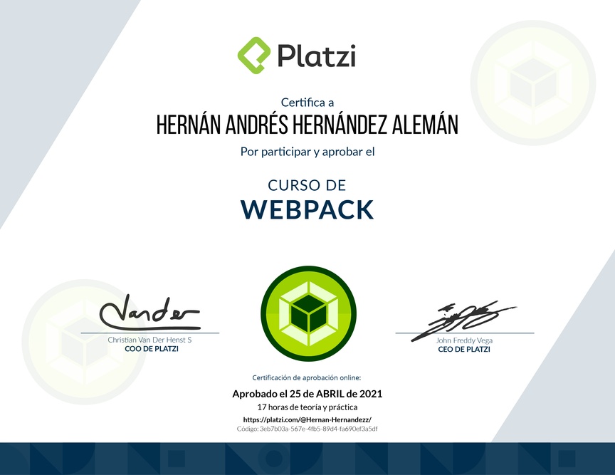 Diploma del Curso de Webpack
