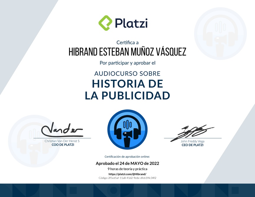Diploma de Audiocurso Historia de la Publicidad