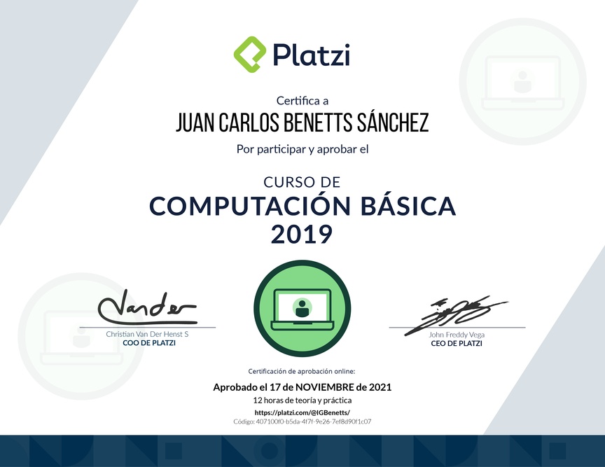 Diploma del Curso de Computación Básica