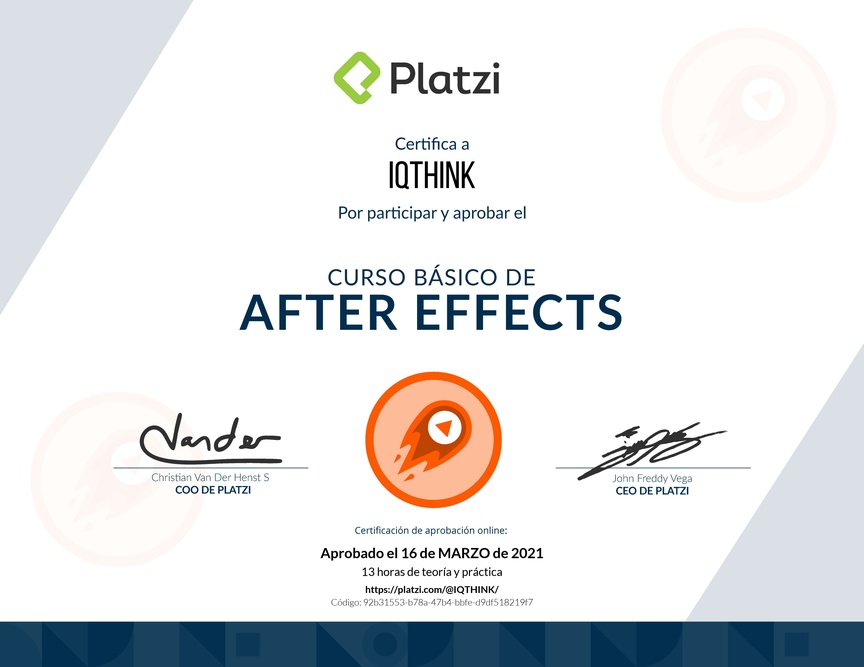 Diploma del Curso Básico de After Effects