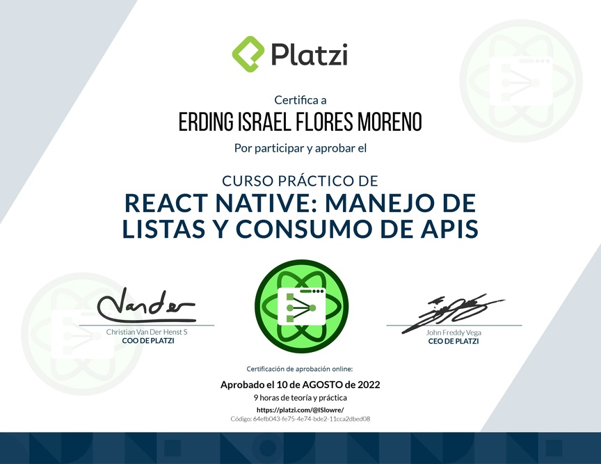 Diploma del Curso de React Native: Manejo de Listas y Consumo de APIs
