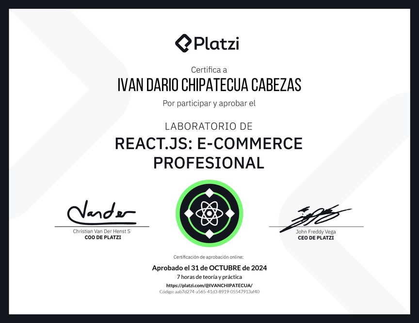 Diploma de Prueba Técnica: E-commerce Profesional con React.js